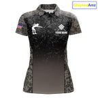 Custom Vintage Camo US Flag 9 Ball Pool Shirt, Patriotic Billiard Jersey Polo & 1/4 Zip