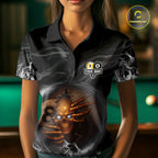 Funny Skull Billiard 8 Ball & 9 Ball Pool Shirt Custom Grey Flaming Billiard Team Jersey