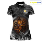 Funny Skull Billiard 8 Ball & 9 Ball Pool Shirt Custom Grey Flaming Billiard Team Jersey