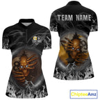 Funny Skull Billiard 8 Ball & 9 Ball Pool Shirt Custom Grey Flaming Billiard Team Jersey