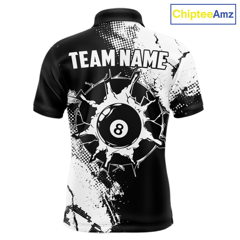 Black And White 8 Ball Billiard Jersey Custom Billiard Tournament Shirt, Pool Team Jersey