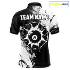 Black And White 8 Ball Billiard Jersey Custom Billiard Tournament Shirt, Pool Team Jersey