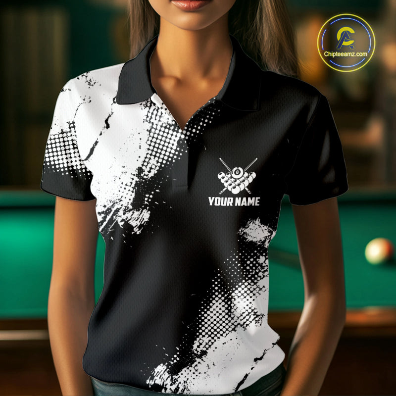 Black And White 8 Ball Billiard Jersey Custom Billiard Tournament Shirt, Pool Team Jersey