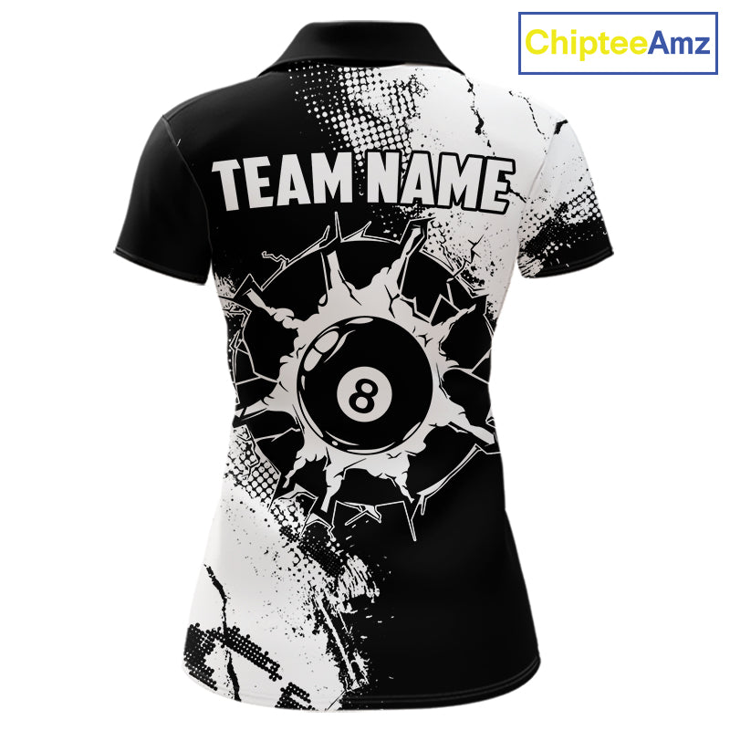 Black And White 8 Ball Billiard Jersey Custom Billiard Tournament Shirt, Pool Team Jersey