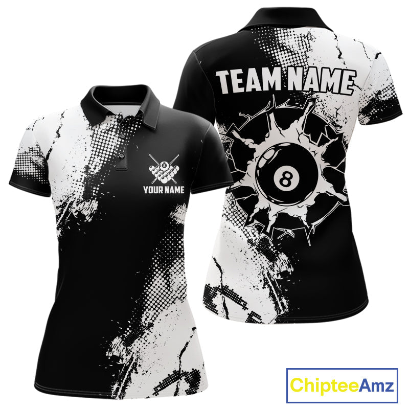 Black And White 8 Ball Billiard Jersey Custom Billiard Tournament Shirt, Pool Team Jersey