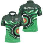 Personalized Green Archery Target Flame Polo & 1/4 Zip Shirts, Archery Shirts For Team Jerseys