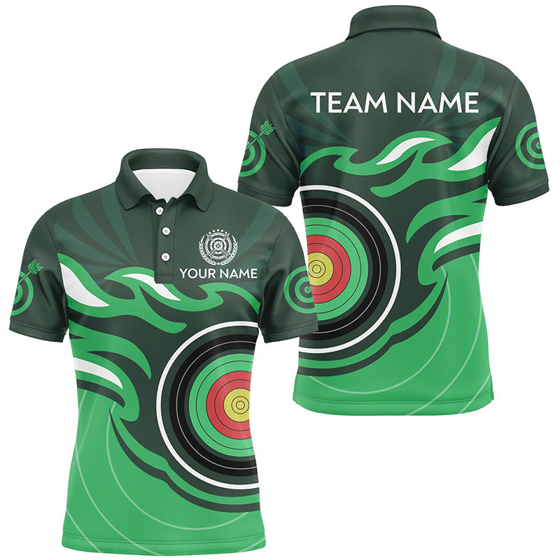 Personalized Green Archery Target Flame Polo & 1/4 Zip Shirts, Archery Shirts For Team Jerseys