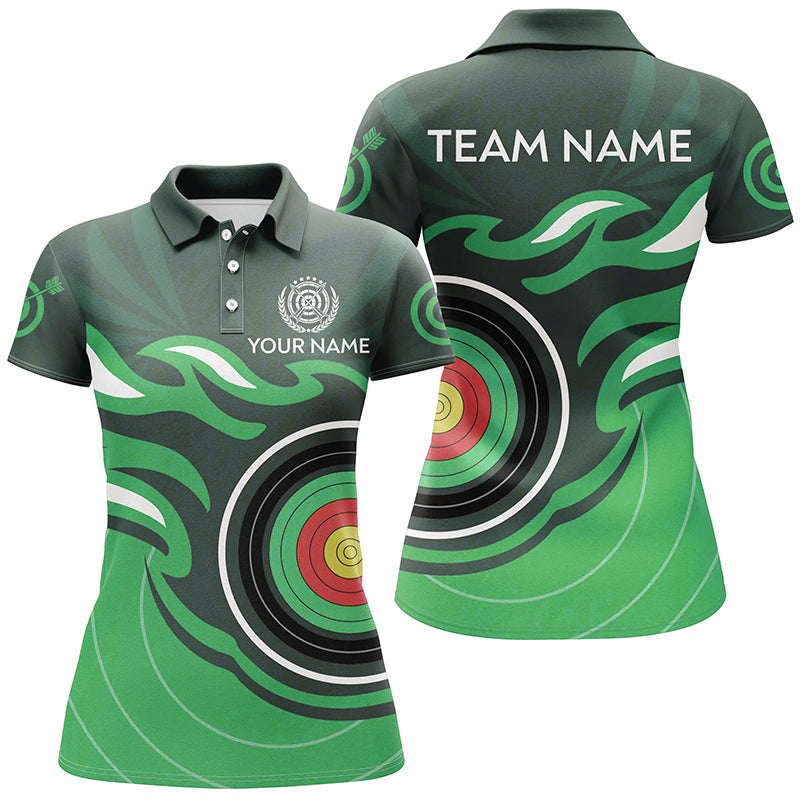 Personalized Green Archery Target Flame Polo & 1/4 Zip Shirts, Archery Shirts For Team Jerseys