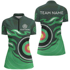 Personalized Green Archery Target Flame Polo & 1/4 Zip Shirts, Archery Shirts For Team Jerseys