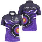 Personalized Purple Archery Target Flame Polo & 1/4 Zip Shirts, Archery Shirts For Team Jerseys