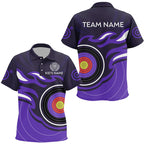Personalized Purple Archery Target Flame Polo Shirts, Archery Shirts For Team Jerseys