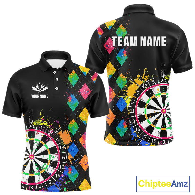 Custom Colorful Grunge Argyle Darts Shirt Custom Darts Team Jersey, Funny Darts Gifts
