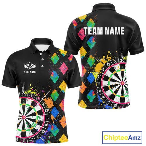 Custom Colorful Grunge Argyle Darts Shirt Custom Darts Team Jersey, Funny Darts Gifts