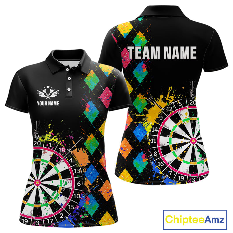 Custom Colorful Grunge Argyle Darts Shirt Custom Darts Team Jersey, Funny Darts Gifts