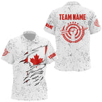 Personalized Grunge Canada Archery Polo Shirts, Patriotic Canadian Flag Shirts For Archers