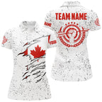 Personalized Grunge Canada Archery Polo Shirts, Patriotic Canadian Flag Shirts For Archers