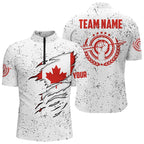 Grunge Canada Archery Quarter-Zip Custom Patriotic Canadian Flag Shirts For Archers