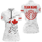 Grunge Canada Archery Quarter-Zip Custom Patriotic Canadian Flag Shirts For Archers