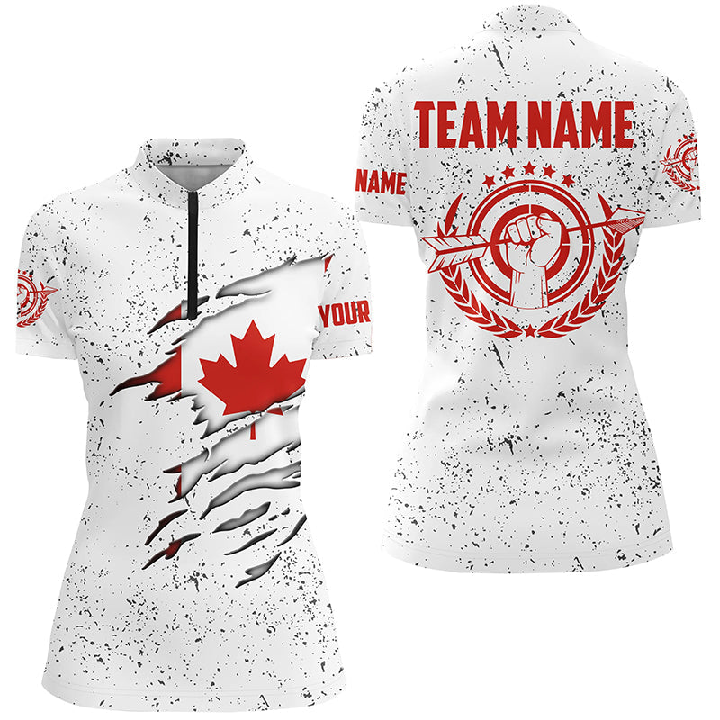 Grunge Canada Archery Quarter-Zip Custom Patriotic Canadian Flag Shirts For Archers