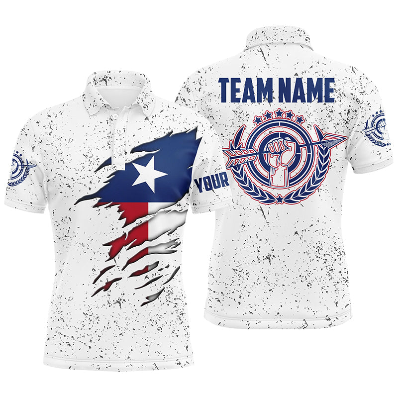 Personalized Grunge Texas Archery Polo Shirts, Patriotic Texas Flag Shirts For Archers