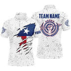 Personalized Grunge Texas Archery Polo Shirts, Patriotic Texas Flag Shirts For Archers