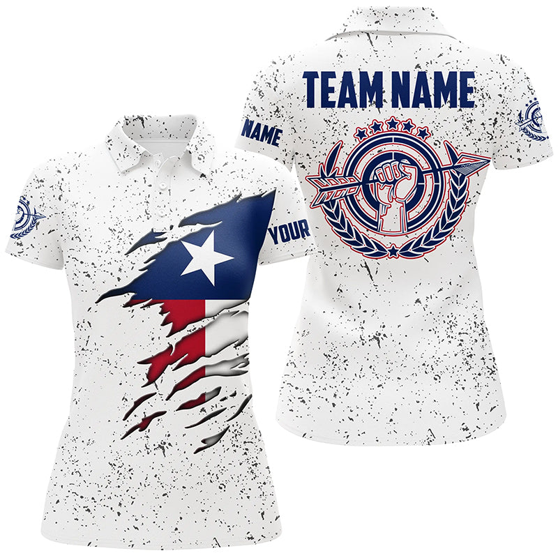 Personalized Grunge Texas Archery Polo Shirts, Patriotic Texas Flag Shirts For Archers