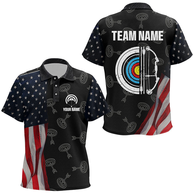 Personalized Retro US Flag Archery Shirts Custom Patriotic Archery Jersey For Archer