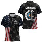 Personalized Retro US Flag Archery Shirts Custom Patriotic Archery Jersey For Archer
