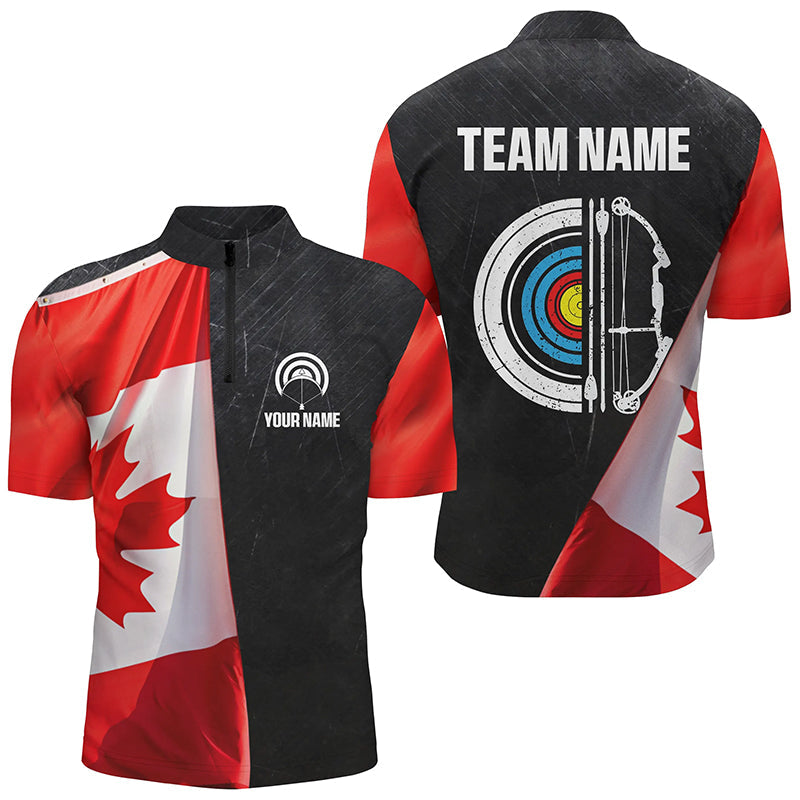 Personalized Retro Canada Flag Archery Shirts Custom Patriotic Archery Jersey For Archer