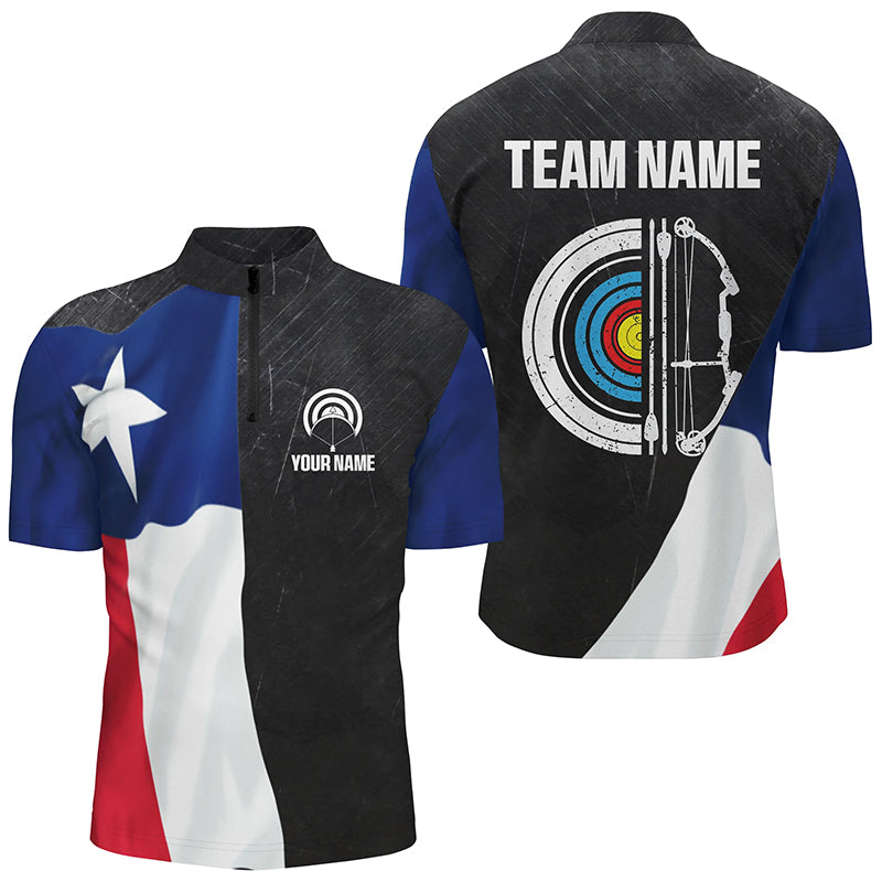 Personalized Retro Texas Flag Archery Shirts Custom Patriotic Archery Jersey For Archer