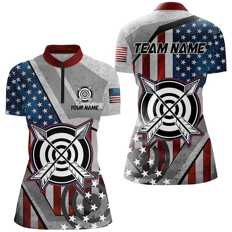 Personalized USA Flag Archery Shirts Custom Patriotic Archery Jerseys For Team Archers