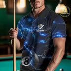 Blue 8 Ball Pool Lightning Thunder Billiard Jersey Custom Pool Team Shirts Polo & 1/4 Zip