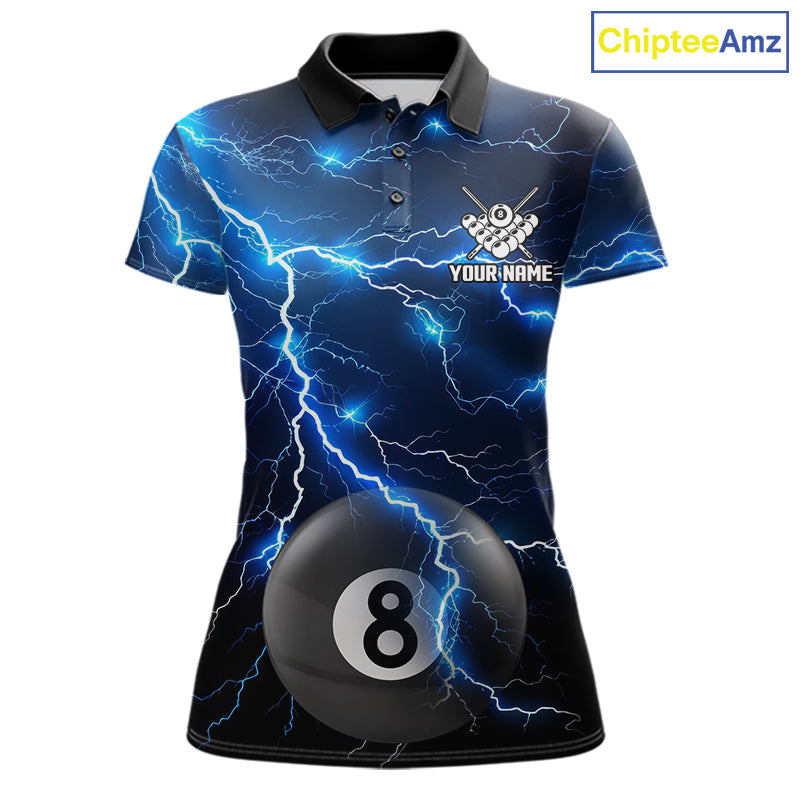 Blue 8 Ball Pool Lightning Thunder Billiard Jersey Custom Pool Team Shirts Polo & 1/4 Zip