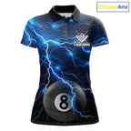 Blue 8 Ball Pool Lightning Thunder Billiard Jersey Custom Pool Team Shirts Polo & 1/4 Zip