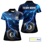 Blue 8 Ball Pool Lightning Thunder Billiard Jersey Custom Pool Team Shirts Polo & 1/4 Zip