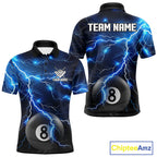 Blue 8 Ball Pool Lightning Thunder Billiard Jersey Custom Pool Team Shirts Polo & 1/4 Zip