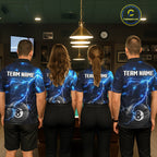 Blue 8 Ball Pool Lightning Thunder Billiard Jersey Custom Pool Team Shirts Polo & 1/4 Zip