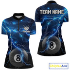 Blue 8 Ball Pool Lightning Thunder Billiard Jersey Custom Pool Team Shirts Polo & 1/4 Zip