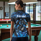 Black And Blue Flaming Dragon 8 Ball Billiard Pool Shirts Custom Billiard Team Jersey