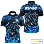 Black And Blue Flaming Dragon 8 Ball Billiard Pool Shirts Custom Billiard Team Jersey