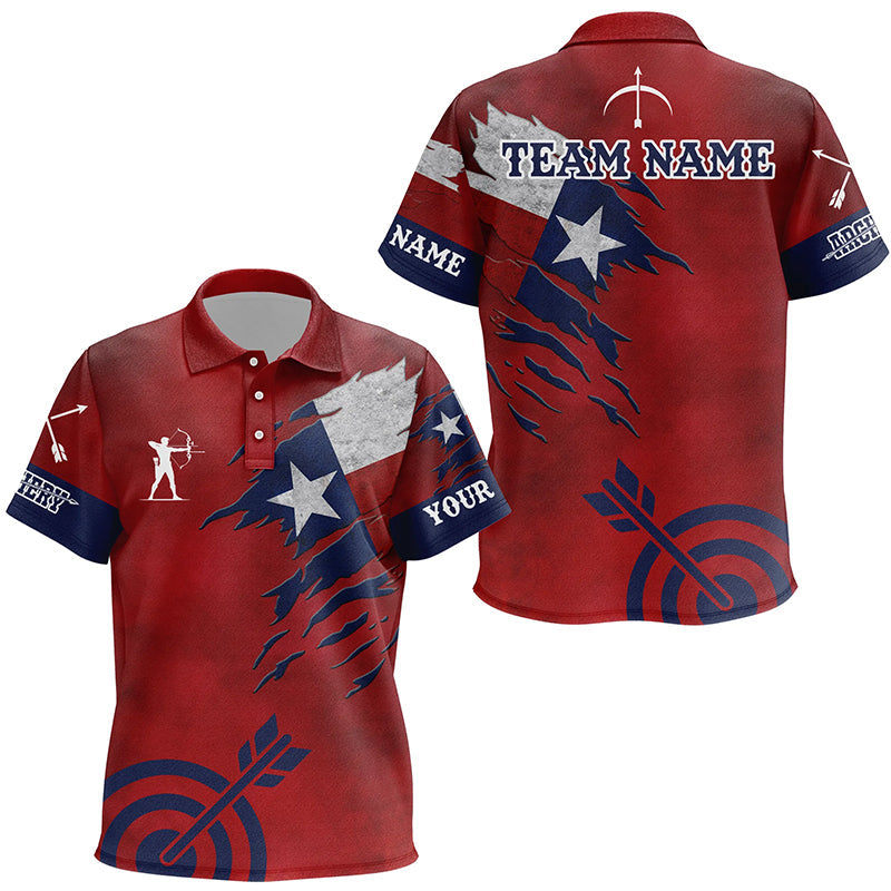 Personalized Texas Archery Polo Shirts, Archery Jerseys Texas Flag Shirts For Patriotic Archer