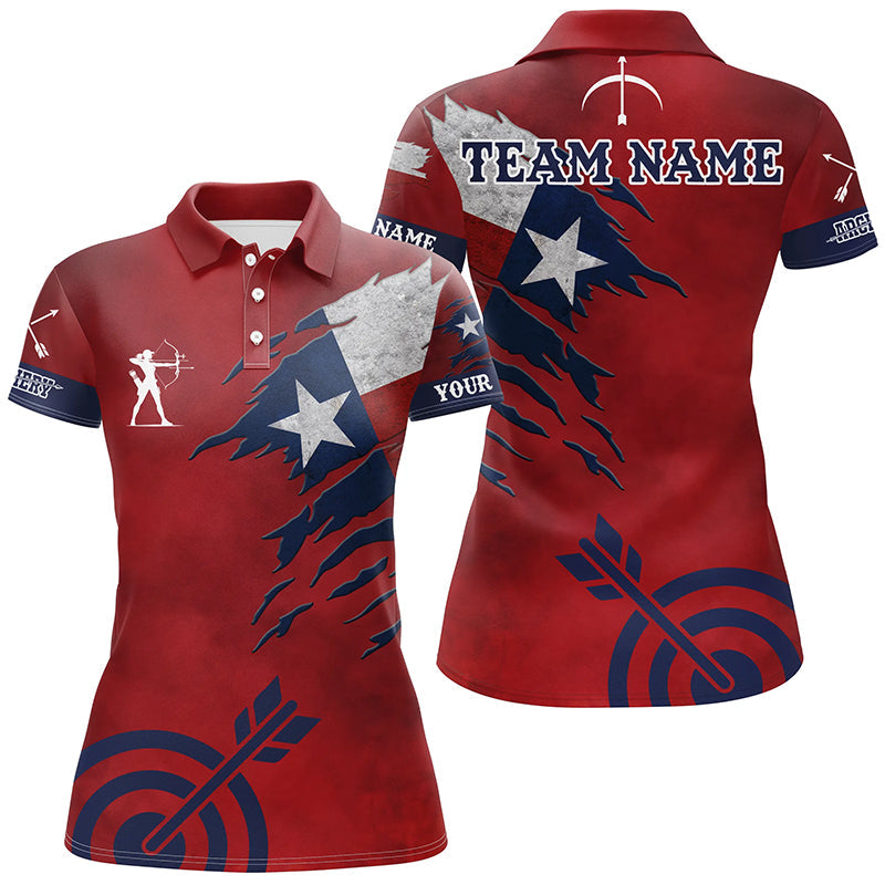 Personalized Texas Archery Polo Shirts, Archery Jerseys Texas Flag Shirts For Patriotic Archer