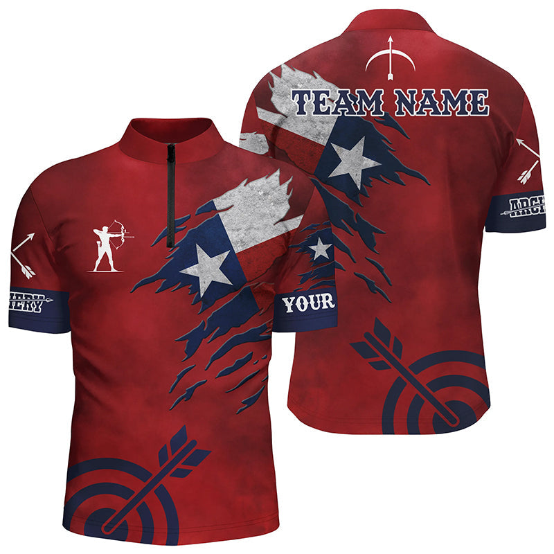 Personalized Texas Archery Quarter-Zip, Archery Jersey Texas Flag Shirts For Archer