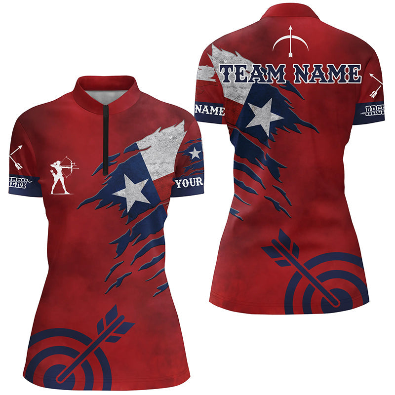 Personalized Texas Archery Quarter-Zip, Archery Jersey Texas Flag Shirts For Archer