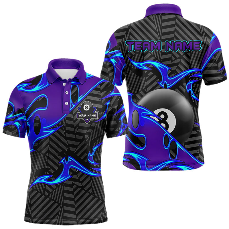 Personalized Blue Purple 3D 8 Ball Billiards Pool Shirts Custom Billiard Team Jerseys