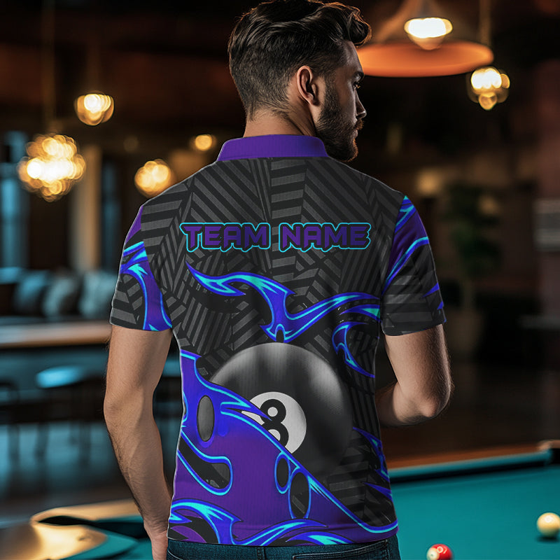 Personalized Blue Purple 3D 8 Ball Billiards Pool Shirts Custom Billiard Team Jerseys