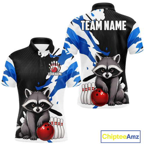 Custom 's Bowling Shirts Funny Raccoon Bowling Jersey, Bowling Polo & Quarter Zip Team Shirts