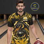 Black And Yellow Flaming Dragon Bowling Jersey Custom Bowling League Team Shirts