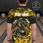 Black And Yellow Flaming Dragon Bowling Jersey Custom Bowling League Team Shirts