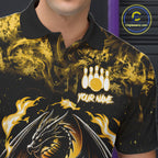 Black And Yellow Flaming Dragon Bowling Jersey Custom Bowling League Team Shirts